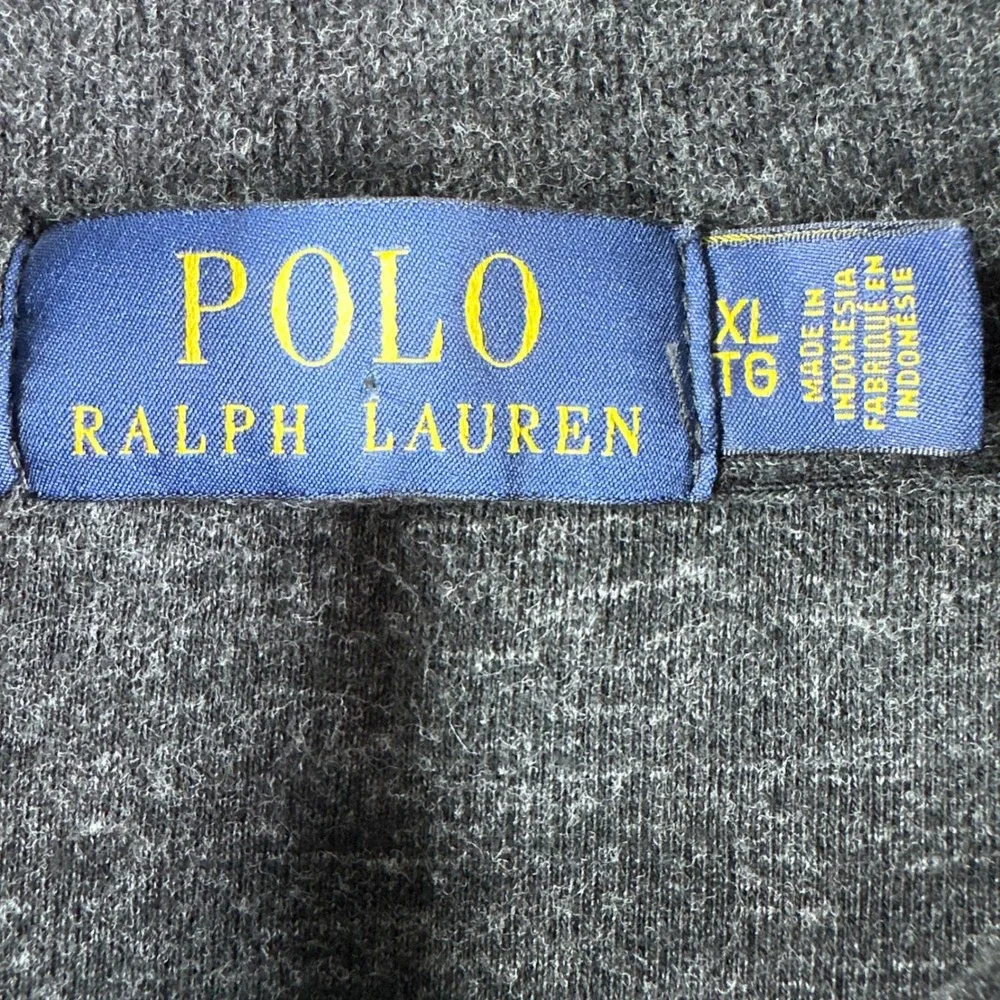 Polo Ralph Lauren Quarter Zip Mens XL Extra Large Gray Pink Pony Cotton Sweater